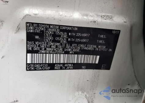 2018 Toyota Rav4 Adventure из США, поврежденный, VIN JTMRFREVXJJ722554